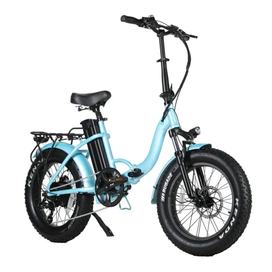 Bicicleta de ciudad eléctrica plegable Beach Cruiser de 20 pulgadas con neumáticos anchos y batería de litio